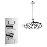 Crosswater Concealed Shower Set Chrome / Ceiling Arm / 200mm Crosswater Design 2 Handle 1 Outlet Shower Set