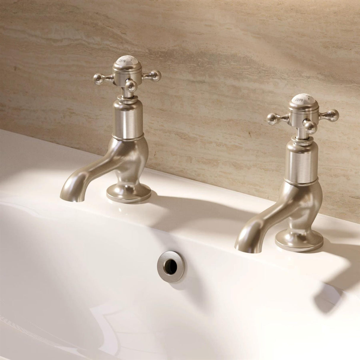 Crosswater Cloakroom Tap Brushed Nickel Crosswater Belgravia Crosshead Cloakroom Basin Taps (Pair)