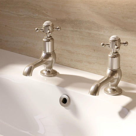 Crosswater Cloakroom Tap Brushed Nickel Crosswater Belgravia Crosshead Cloakroom Basin Taps (Pair)