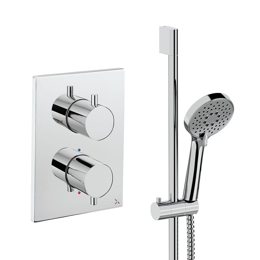 UK Bathroom Store Concealed Shower Set Chrome Crosswater Crossbox Shower Set 2 - 1 Outlet with Slide Rail Kit