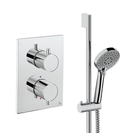 UK Bathroom Store Concealed Shower Set Chrome Crosswater Crossbox Shower Set 2 - 1 Outlet with Slide Rail Kit