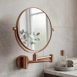 Smedbo Cosmetic and Shaving Mirror Brushed Copper Smedbo Outline Round Extendable Magnified Mirror