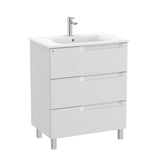 Roca Wall Mounted Vanity Unit Pebble Grey Roca Aleyda 700mm Floor Standing Three Drawer Vanity Unit with Basin