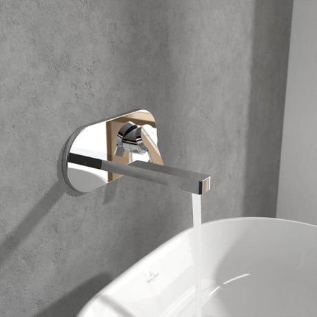Villeroy & Boch Wall Mounted Basin Tap Villeroy & Boch Architectura Wall Mounted Single Lever Basin Mixer Tap with Pop Up Waste in Chrome