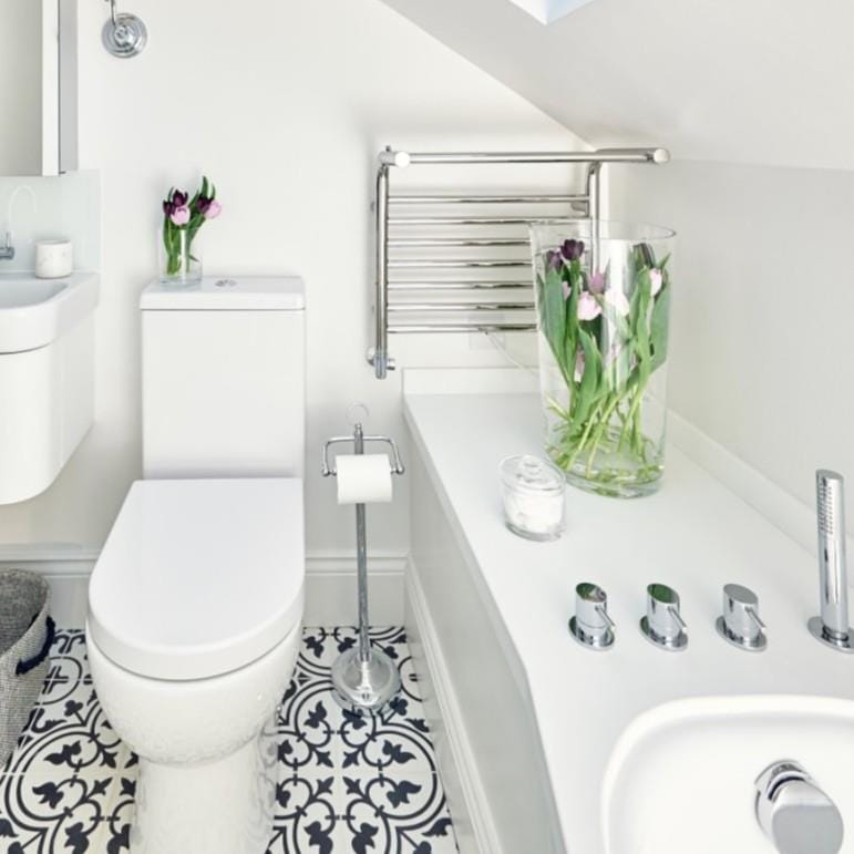 JIS Designer Towel Radiator Polished Chrome / Electric Only JIS Sussex Newhaven Heated Shelf Towel Rail