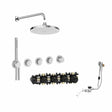 Roca Concealed Shower Set Chrome Roca T-Multi Switch Thermostatic Concealed Shower Valve with Rainshower Head, Pencil Handset  and Overflow Bath Filler
