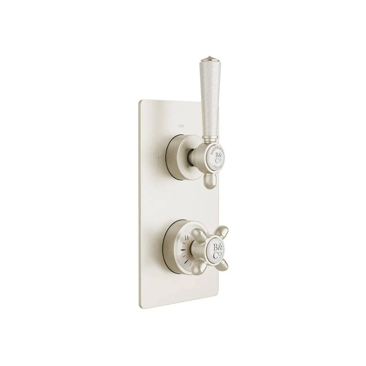 Vado Concealed Shower Valve Brushed Nickel Booth & Co. Axbridge 1 Outlet, 2 Handle Concealed Thermostatic Shower Valve