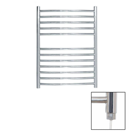 JIS Ladder Rail 700 x 520mm / Polished Chrome / Electric Only JIS Sussex Camber Vertical Stainless Steel Curved Heated Towel Rail