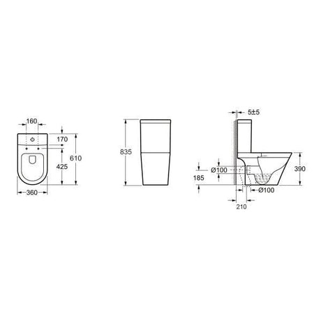 Imex Close Coupled Toilet Imex Arco Rimless Short Projection Open Back Close Coupled Toilet with Soft Close Seat