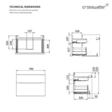 Crosswater Wall Mounted Vanity Unit Crosswater Glide II Wall Mounted Two Drawer Vanity Unit with Basin