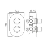 Vado Concealed Shower Valve VADO DX Life 1 Outlet, 2 Handle Concealed Thermostatic Shower Valve in Chrome