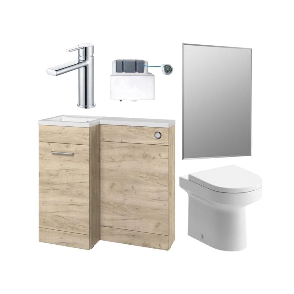 Aquarius Vanity Unit Suite Oak / Right Hand Aquarius Urbano Premium 900mm Vanity Unit  Suite (with Back to Wall Toilet)