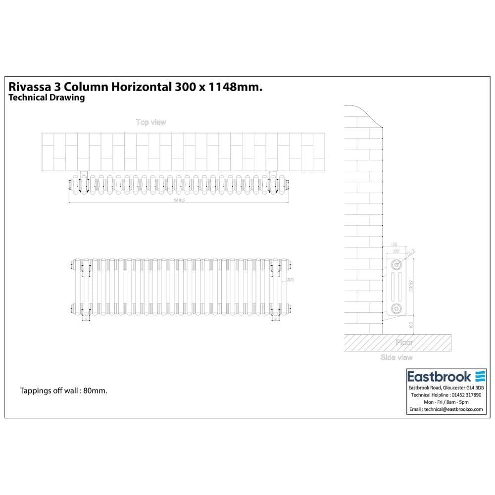 Eastbrook Rivassa Traditional 3 Column Radiator in Matt Anthracite