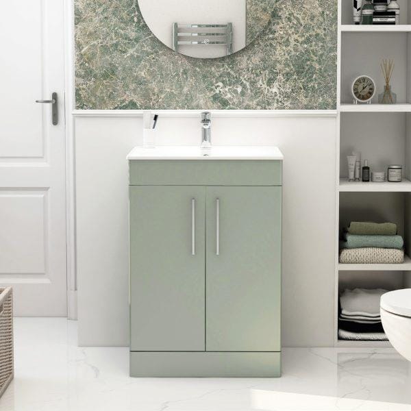 Imex Floor Standing Vanity Unit Pistachio / White Imex Croma Floor Standing Double Door 600mm Vanity Unit with 1 Tap Hole Basin