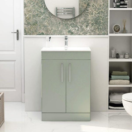 Imex Floor Standing Vanity Unit Pistachio / White Imex Croma Floor Standing Double Door 600mm Vanity Unit with 1 Tap Hole Basin