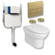 Aquarius Bathrooms Back To Wall Toilet Brushed Brass / Square Aquarius Urbano Rimless Back to Wall Toilet Pack with Cistern, Flush Plate, Soft Closing Seat and Hinge Covers