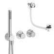 UK Bathroom Store Concealed Shower Set Chrome Crosswater Module Shower Set 5 with Pencil Handset and Overflow Bath Filler