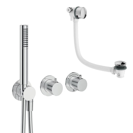 UK Bathroom Store Concealed Shower Set Chrome Crosswater Module Shower Set 5 with Pencil Handset and Overflow Bath Filler