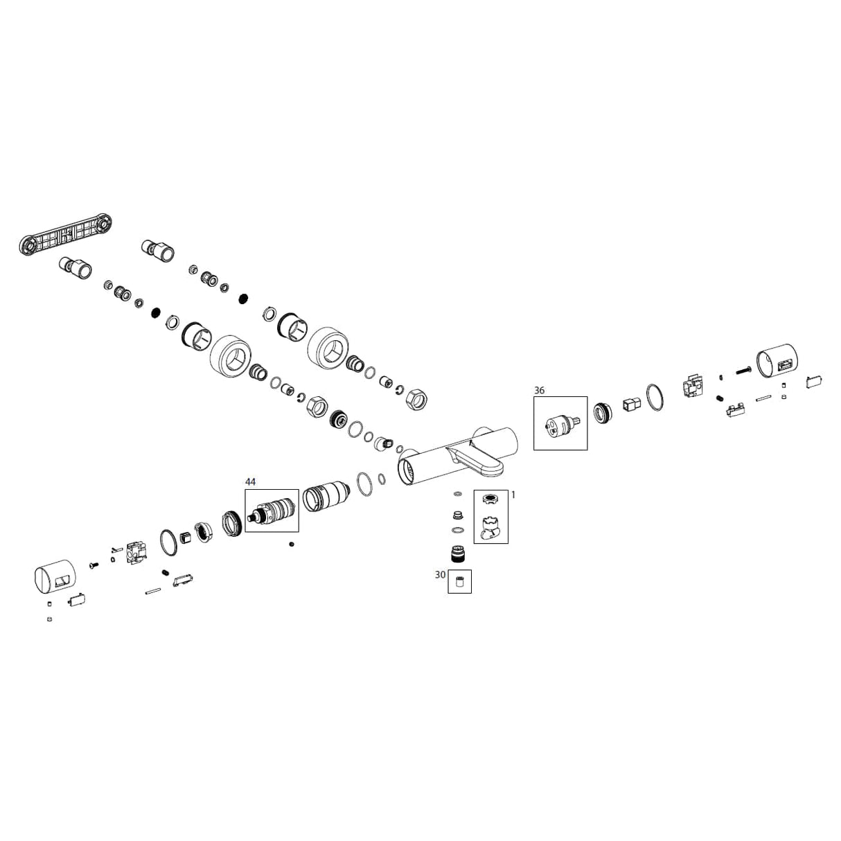 Villeroy & Boch Bath Shower Mixer Villeroy & Boch Universal Wall Mounted Thermostatic Round Bath and Shower Mixer Tap
