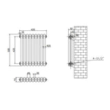 Aquarius Bathrooms Column Radiator Aquarius Foundry Horizontal 2 Column Radiator in White