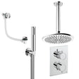 UK Bathroom Store Concealed Shower Set Chrome / Ceiling Arm / 300mm Crosswater Crossbox Shower Set 9 - 3 Outlet with Fixed Overhead Shower,Pencil Handset and Overflow Bath Filler Waste
