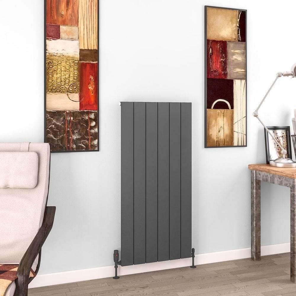 Eastbrook Panel Radiator 1200 x 565 / Electric Only Eastbrook Charlton Vertical Aluminium Designer Radiator in Matt Anthracite