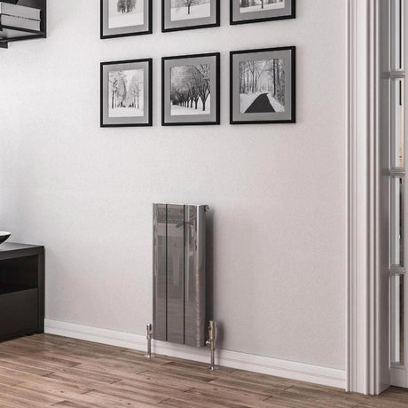 Eastbrook Panel Radiator 600 x 280 / Dual Fuel Eastbrook Peretti Straight Vertical Aluminium Radiator in Polished Aluminium