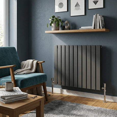 Aquarius Bathrooms Panel Radiator 600 x770mm / Anthracite Aquarius Flat Double Horizontal Panel Radiator