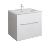 Crosswater Wall Mounted Vanity Unit Crosswater Glide II 2 Drawer 600mm Vanity Unit in White Gloss with 1 Tap Hole Ceramic Basin