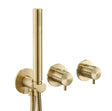 JTP Concealed Shower Set Brushed Brass JTP VOS 2 Outlet, 2 Handle, Concealed Thermostatic Shower Valve with Handset