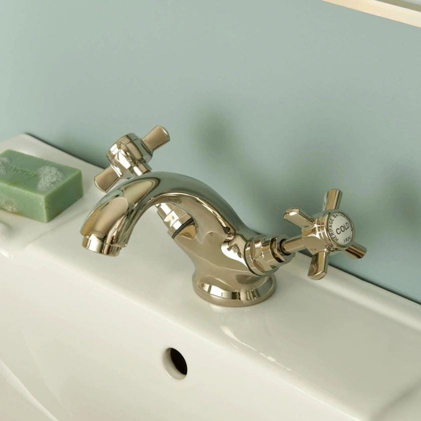 Heritage Mono Basin Tap Vintage Gold Heritage Dawlish Mono Basin Mixer Tap with Pop-Up Waste