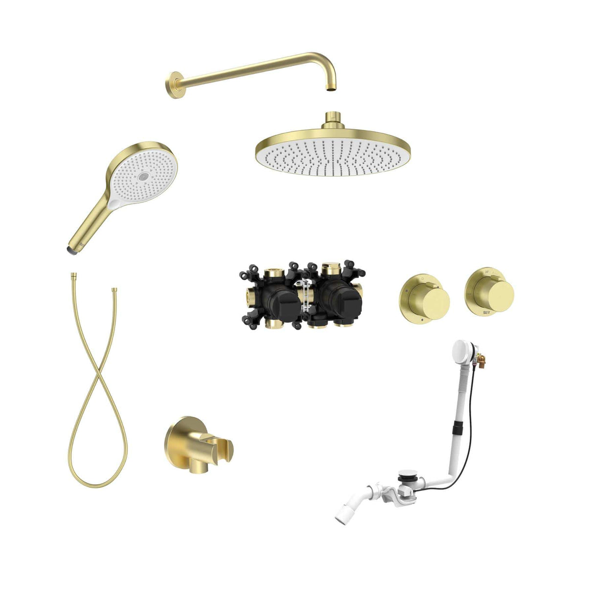 Roca Concealed Shower Set Roca T-Multi Thermostatic Concealed Shower Valve with Rainshower Head, Shower Handset and Overflow Bath Filler