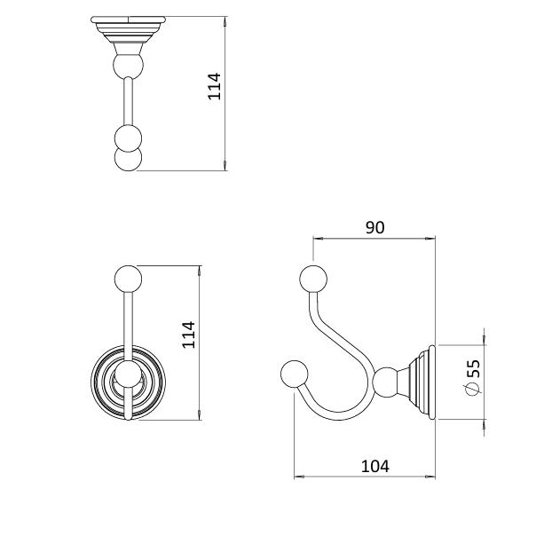 Crosswater Robe Hook Crosswater Belgravia Double Robe Hook in Chrome