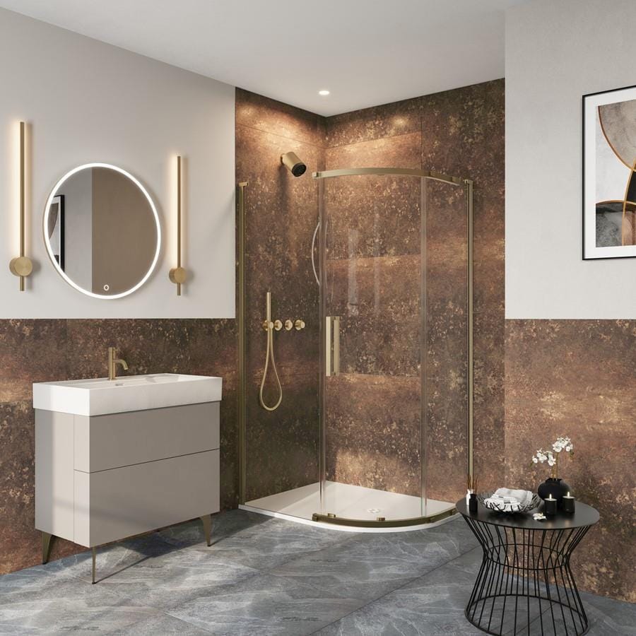 Crosswater Quadrant Shower Enclosure 1000 x 800 / Brushed Brass Crosswater Asura 8mm Quadrant Sliding Shower Door