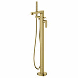 Flora Bath Mixer Brushed Brass Flova Smart Floor Standing Bath Shower Mixer with Shower Set