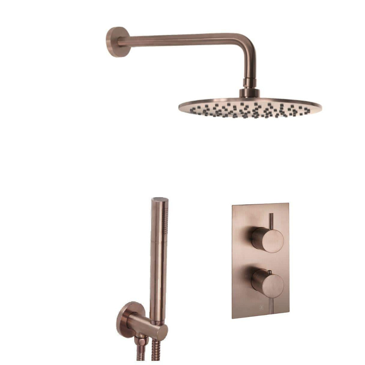 JTP Concealed Shower Set JTP VOS Thermostatic Concealed Dual Outlet, 2 Handle Shower Kit with 200mm Showerhead and Handset