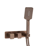 JTP Concealed Shower Valve Brushed Bronze JTP HIX 2 Outlet, 2 Handle Thermostatic Concealed Shower Valve with Shower Handset and Hose