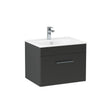 Imex Wall Mounted Vanity Unit Matt Black / White Imex Croma Wall Mounted Single Drawer 600mm Vanity Unit with 1 Tap Hole Basin