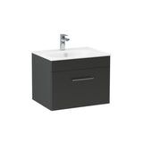 Imex Wall Mounted Vanity Unit Matt Black / White Imex Croma Wall Mounted Single Drawer 600mm Vanity Unit with 1 Tap Hole Basin