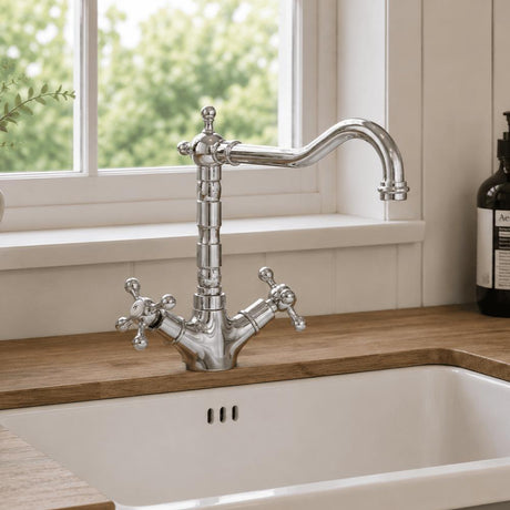 Aquarius Bathrooms Kitchen Tap Aquarius TrueCook Victorian Crosshead Two Handle Kitchen Mixer Tap in Chrome