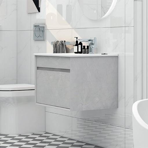 Imex Wall Mounted Vanity Unit Slate Imex Alma Wall Mounted Single Drawer 600mm Vanity Unit with Basin