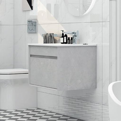 Imex Wall Mounted Vanity Unit Slate Imex Alma Wall Mounted Single Drawer 600mm Vanity Unit with Basin