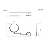 Miller Cosmetic and Shaving Mirror Miller Signature Wall Mounted Round Extendable Magnifying Mirror
