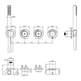UK Bathroom Store Concealed Shower Set Crosswater Module Plus Push Shower Set 4 - 2 Outlet with Revive Multifunctional Spotlight Shower Head and Pencil Handset