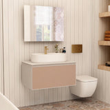 Imex Wall Mounted Vanity Unit Matt Stone Imex Essence Wall Mounted 800mm Single Drawer Vanity Unit with Worktop and  1 Tap Hole Basin