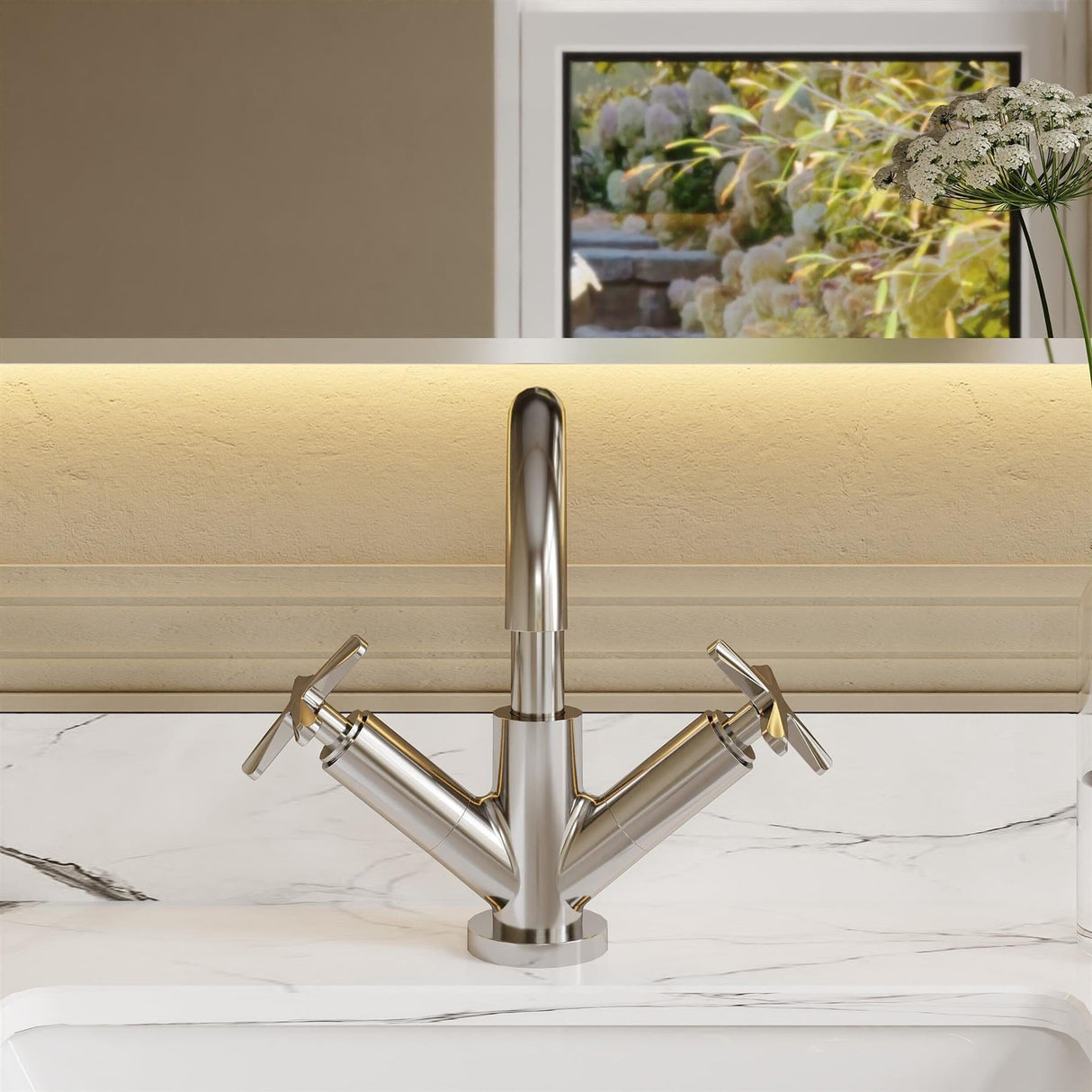 Aquarius Bathrooms Mono Basin Tap Aquarius Clarion Crosshandle Mono Basin Mixer Tap with Push Button Waste
