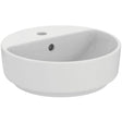 Ideal Standard Countertop Basin Ideal Standard i.life O Round 400mm 1 Tap Hole Countertop Basin in White Gloss