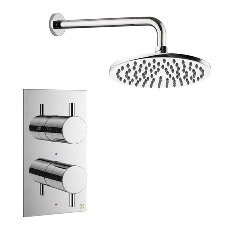 Crosswater Concealed Shower Set Chrome / Wall Arm / 200mm Crosswater Design 2 Handle 1 Outlet Shower Set