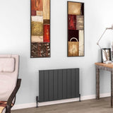 Eastbrook Panel Radiator 600 x 850 / Dual Fuel Eastbrook Charlton Horizontal Aluminium Designer Radiator in Matt Anthracite