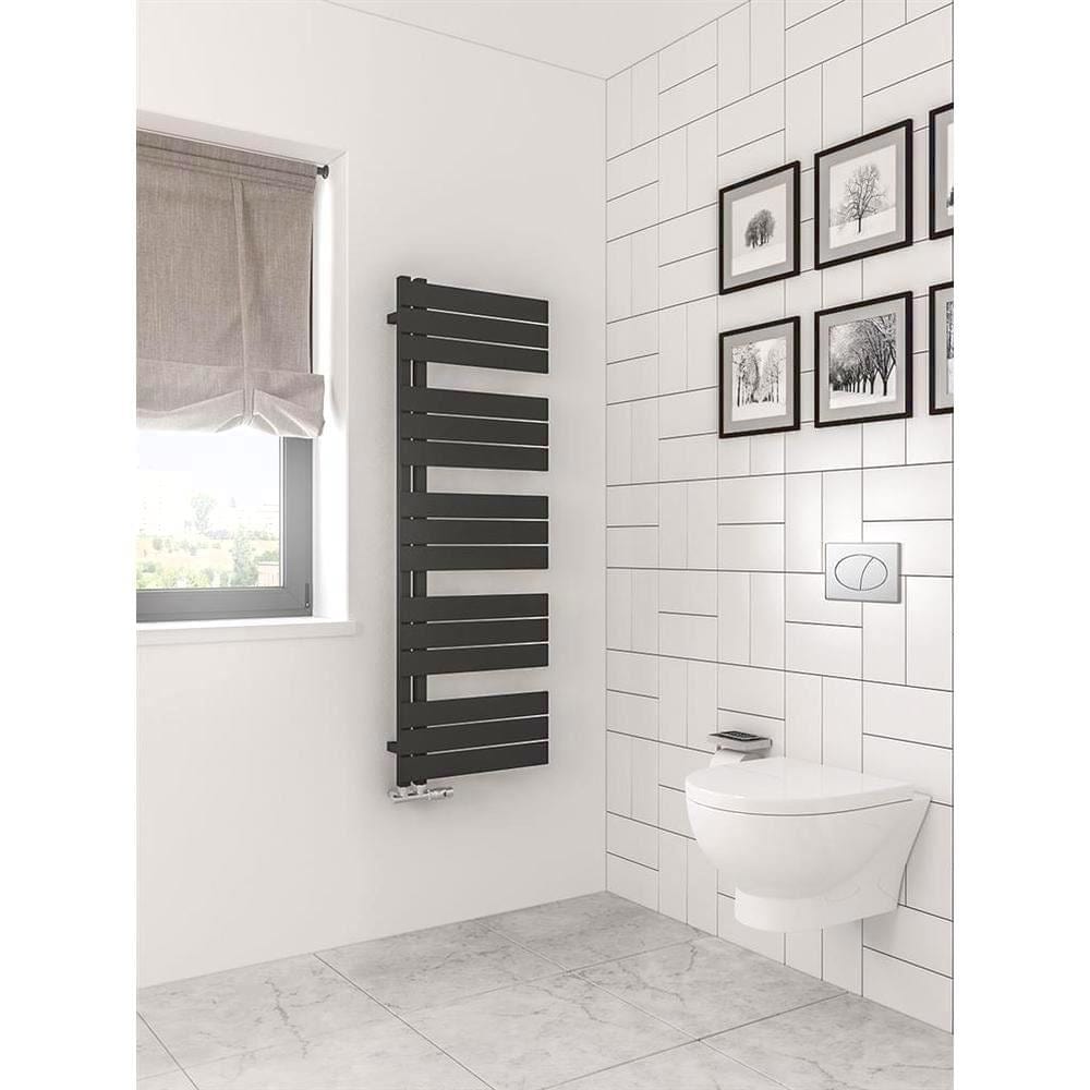 Eastbrook Designer Towel Rail 1400 x 500 / Electric Only Eastbrook Helmsley Straight Vertical Designer Towel Rail in Matt Black